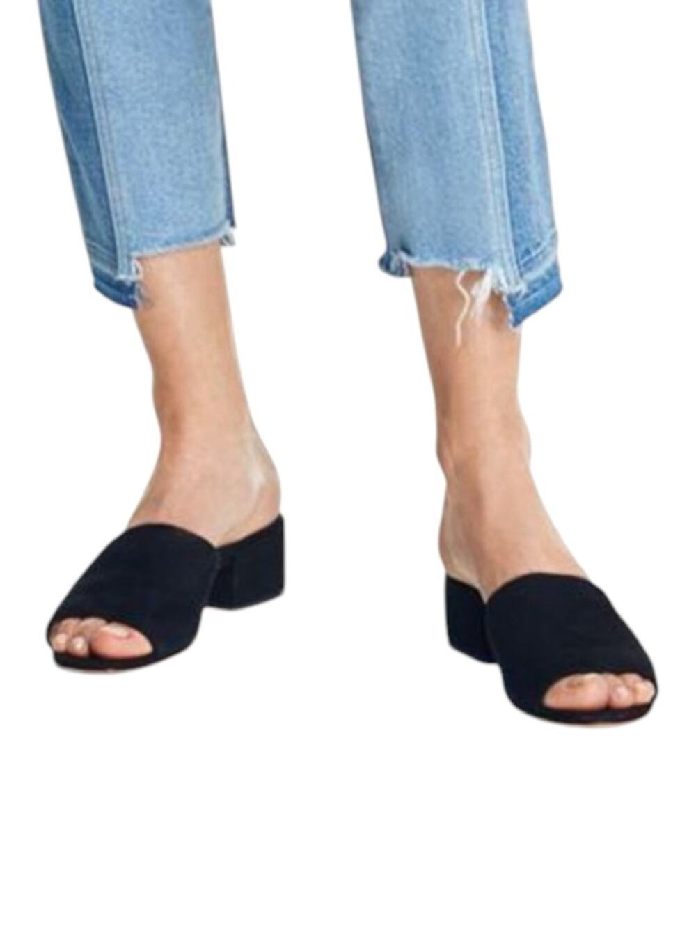 Vince Rachelle Suede Mule Slide Sandals 7.5 Black